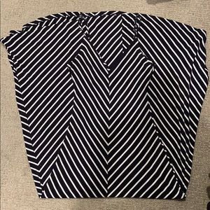 Blue and white striped maxi dress